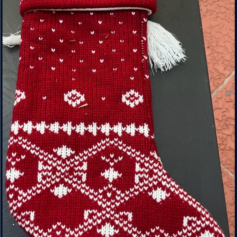 Red and White Knit Christmas Stocking by House and Garden - Picture 2 of 3